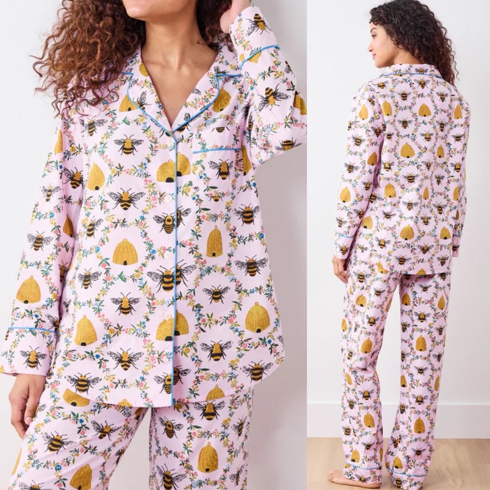 Brand New- Printfresh Petite Long PJ Set in Pink Petal Sweet Bee 🐝🌸